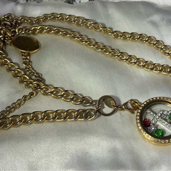 Origami Owl Gold Locket Necklace with Cross and Gem Accents - Picture 6 of 8